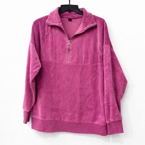 WILD FABLE MEDIUM QUARTER ZIP VELOUR VELVET OULL OVER LONG SLEEVE